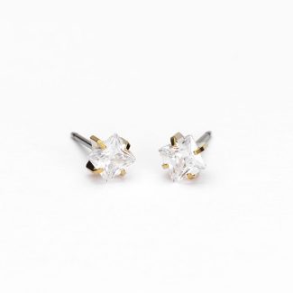 Minđuše Tiffany Edge CZ, Bela