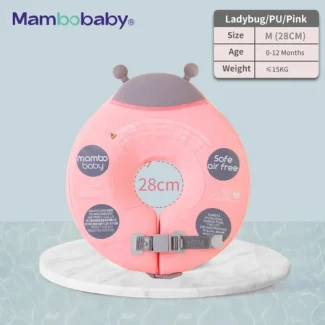 Mambobaby šlauf za vrat za bebe - siguran i udoban obruč za plivanje beba rozi