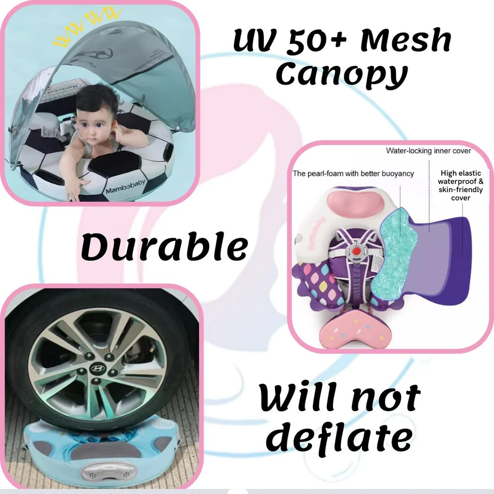 Mambobaby šlauf sa tendom za bebe Jet rozi sa tendom UV Rozi Mambobaby šlauf za bebe sa tendom u obliku jet skija sladoled