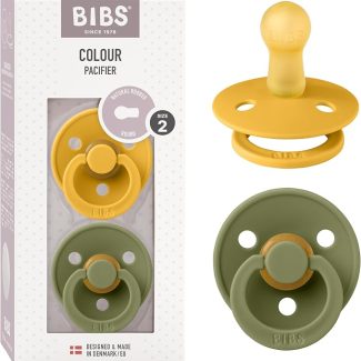 BIBS Colour cucla varalica od prirodnog kaučuka u boji meda i maslinasto zelenoj za bebe 6-18 veličina 2
