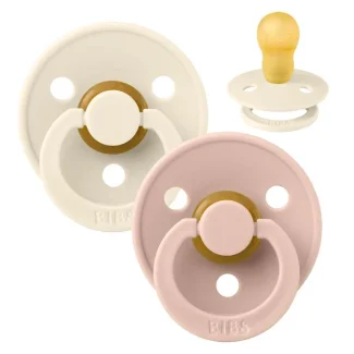 BIBS Colour set od dve cucle od prirodnog kaučuka u boji slonovače i roze Veličina 3 za bebe od 18 meseci 130253