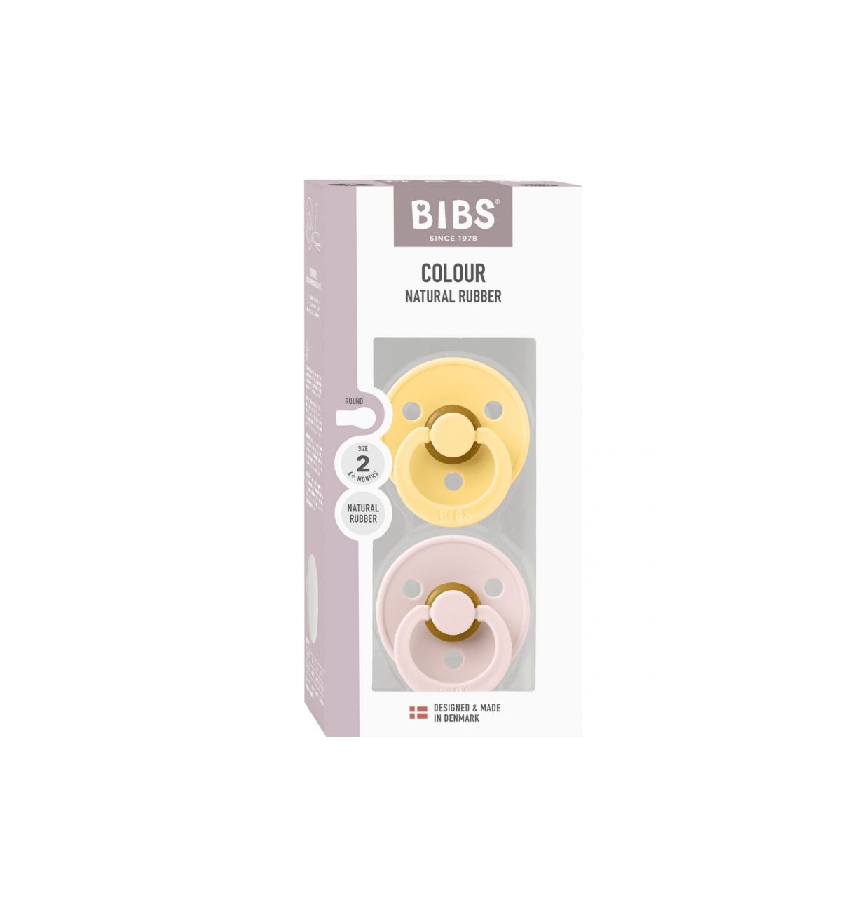 BIBS Colour cucle od prirodnog kaučuka u pakovanju od 2 komada, boje Pale Butter i Petal maslac žute roze