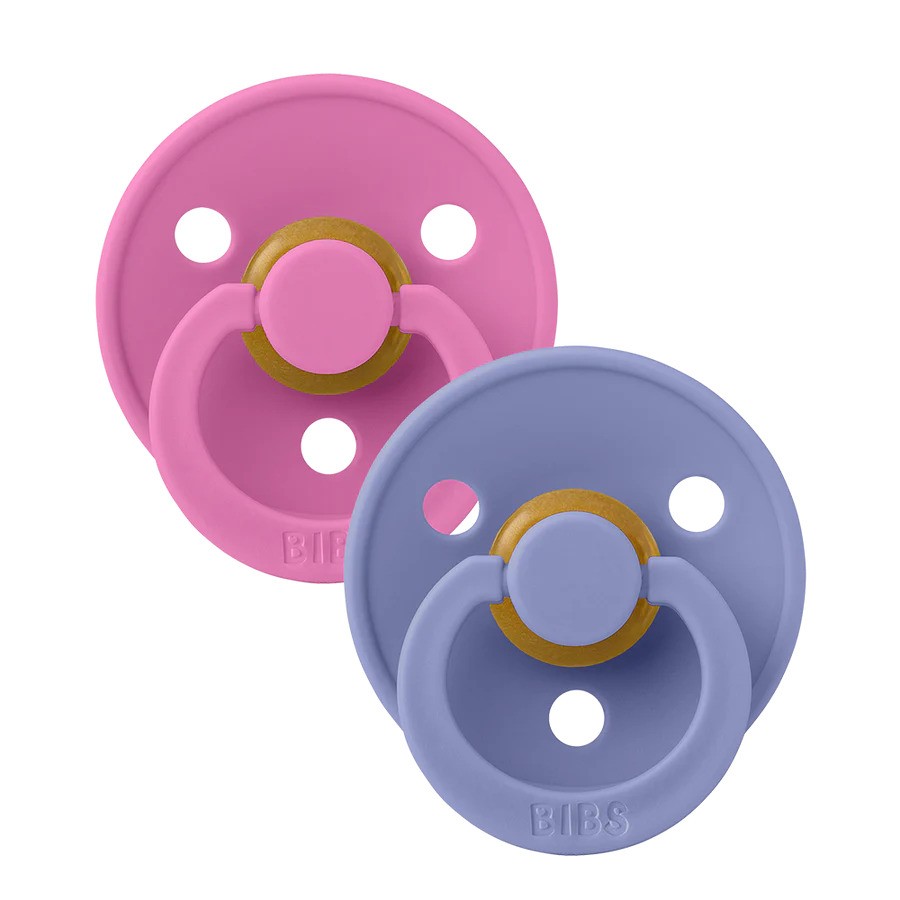 BIBS Dude Colour Bubblegum i Peri vel 1 Danske BIBS dude sa okruglim retro štitnikom u roze i ljubičastim tonovima, veličina 1