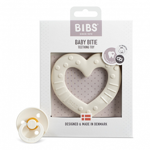 BIBS Baby Bitie glodalica u obliku srca za bebe u Ivory boji slonovače za ublažavanje bolova pri rastu prvih zubića