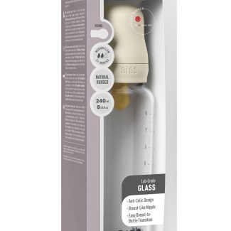BIBS Flašica staklena 240 ml Ivory Bež
